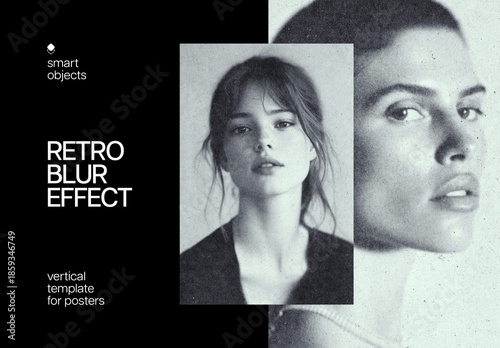 Retro Blur Poster Photo Effect Mockup