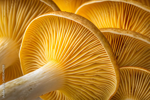 Abstract Yellow Mushroom Gills Macro Texture Background
