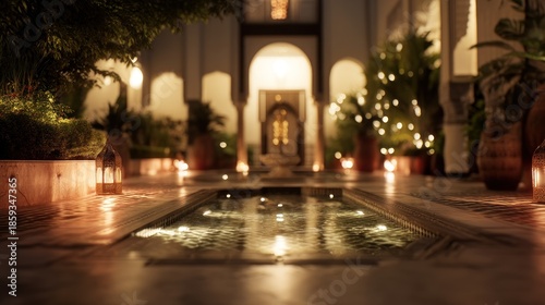 Courtyard night warm light