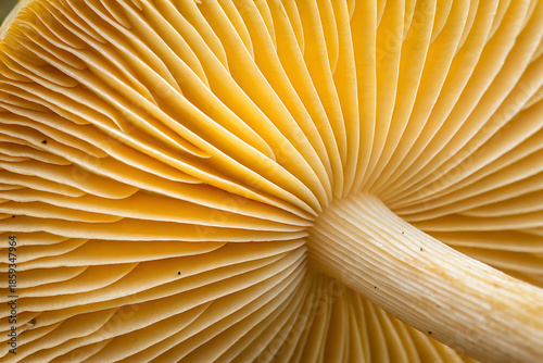 Abstract Yellow Mushroom Gills Macro Texture Background