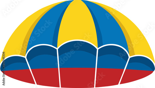 Flat Design Multicolored Parachute Illustration Equipment for Skydiving and Emergency Landing