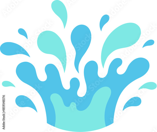 Flat Style Water Splash Abstract Design Element Fresh and Clean Look