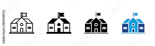 University icon set multiple style collection