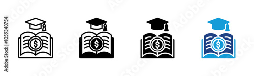 Education Cost icon set multiple style collection