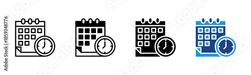 Calendar icon set multiple style collection