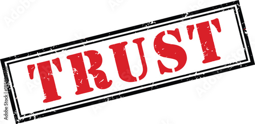 A red rubber stamp displaying the word trust in bold capital letters isolated on a clean white background