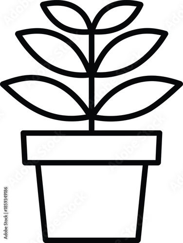 Potted Plant Line Icon – Indoor Gardening and Home Decor Symbol