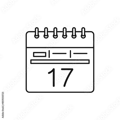 Simple line icon of a desk calendar showing the 17th day of the month