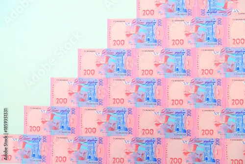 Ukrainian hryvnia, banknotes 200 hryvnias, Money background, Ukraine money hrivna