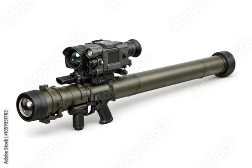 Portable Air Defense Missile System with Launcher Tube – 3D Render on White Background