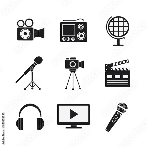 Media production icons collection Vector