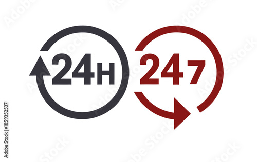 24/7 service availability icons Vector