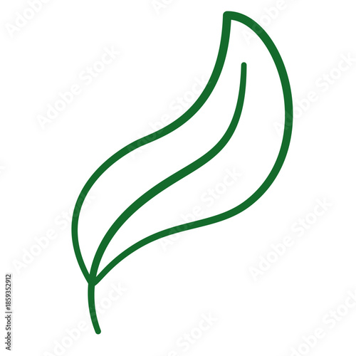 Simple curved leaf outline single main vein minimalist line art graphic