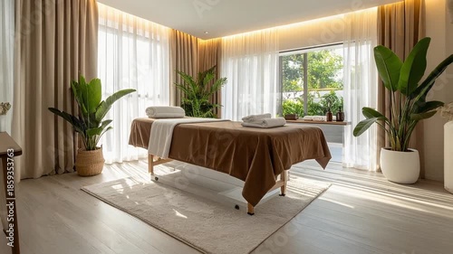 シンプルで洗練されたエステサロンの内装がおしゃれな美容体験を想起させる空間