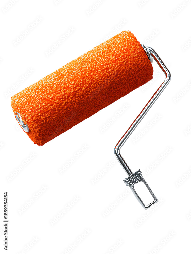 Obraz premium Orange paint roller isolated on black background