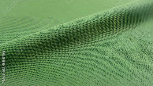 A close-up view of a green fabric surface with a folded edge and soft texture