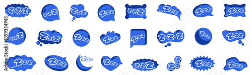 Comic sleep speech bubbles with zzz symbols. Cartoon dream icons for rest night and relaxation