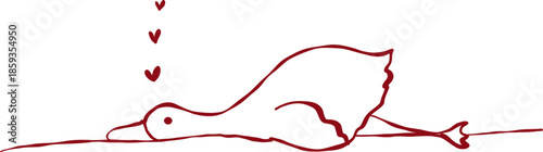 Cute goose valentine hand drawn Line Art