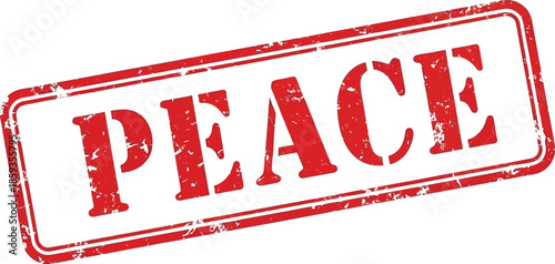 A striking red stamp displaying the word peace a powerful symbol of harmony and tranquility is shown