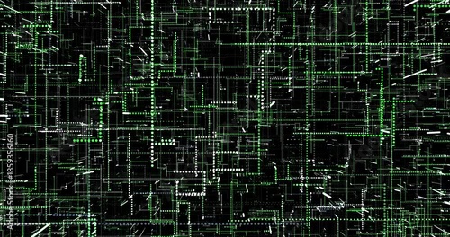 The abstract digital world pulsates with neon lines and dots, weaving the pattern of cyberspace. Color energy fills space, creating the illusion of data flowing.