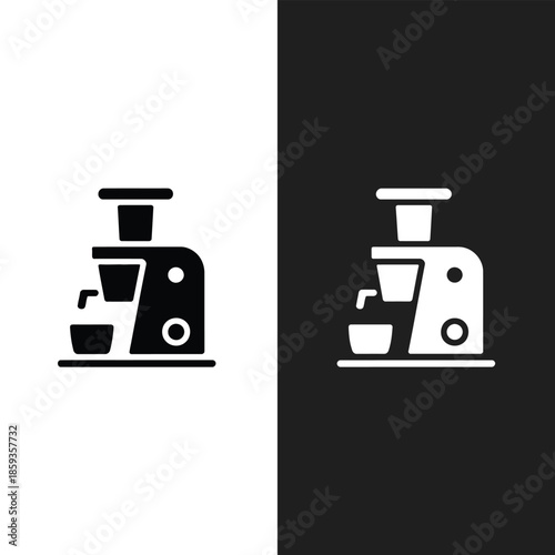 Simple icon illustration of a juicer machine for making fresh fruit juice or beverages