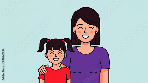 Happy young girl with her mother enjoying quality time outdoors on a sunny day in a park setting