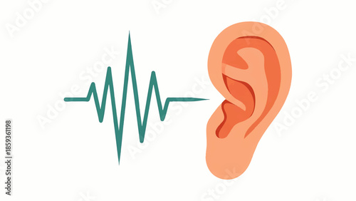 Auditory Perception Concept Sound Wave Approaching Human Ear Illustration overlay