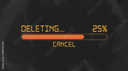 Deleting progress bar on computer screen with 25 percent complete