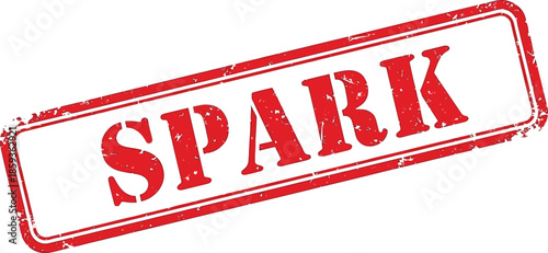 A red rubber stamp displaying the word spark in bold capitalized letters is prominently featured on a white background