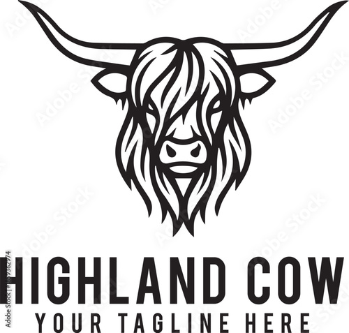 Highland Cow, Minimalist and Simple Silhouette Vector illustration
