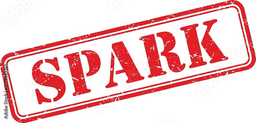 A prominent red stamp displaying the word spark in bold capital letters on a white background