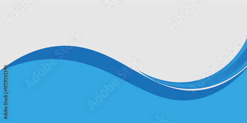 Modern blue abstract wave background with smooth layered curves on light gray space, clean minimal design suitable for business presentations, corporate branding, websites, banners, brochures, posters