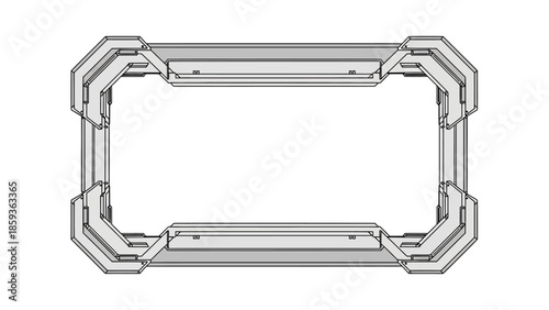 Metal Frame with Octagonal Corners and Rivets.