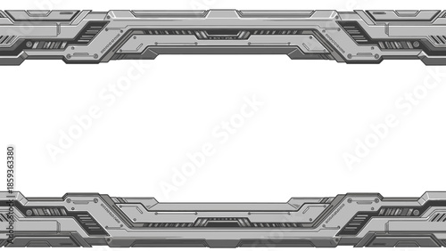 Futuristic Metal Frame Border Design Element.