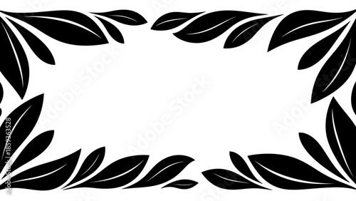 Принти на полотні Black Leafy Border Frame Illustration.