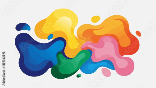 Colorful Paint Splashes on White Background.