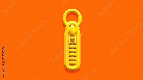 Bright yellow zipper on a vibrant orange background, showcasing design simplicity and color contrast