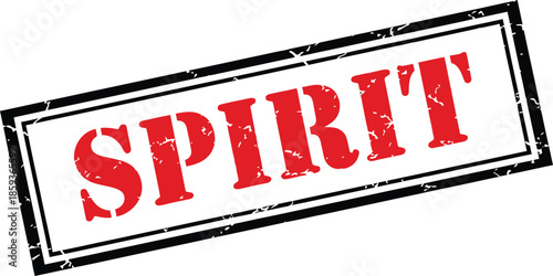 A rectangular stamp displaying the word spirit in bold red lettering with a black border and distressed texture