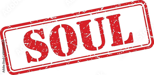 A red rubber stamp displaying the word soul prominently presented against a clean white background