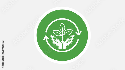 Green Circle with White Plant Icon.