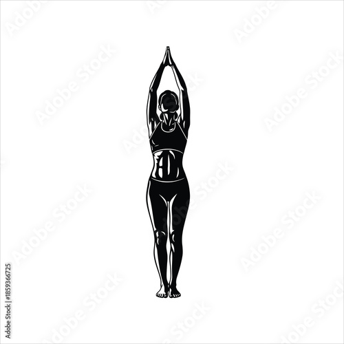 Woman doing yoga pose with arms raised