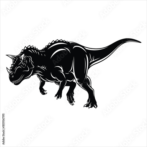 Carnotaurus dinosaur with horns, prehistoric predator silhouette