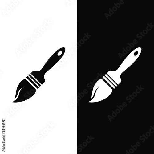 Black and white paintbrush icon for creative and artistic design concept