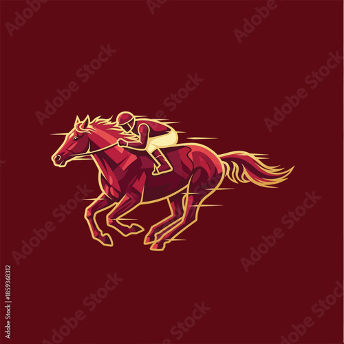 Racing Horse and Jockey Illustration.