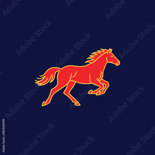 Red Horse Illustration Running Freely.