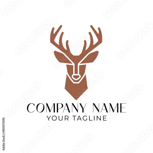 Brown Deer Logo with Company Name Branding Vector Template