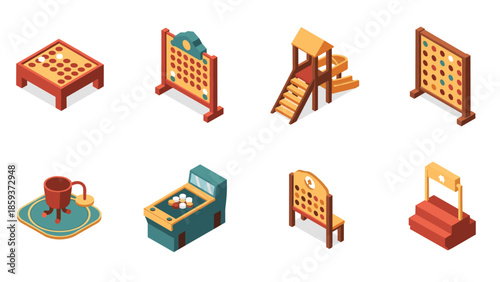 Isometric playground games and structures for kids entertainment