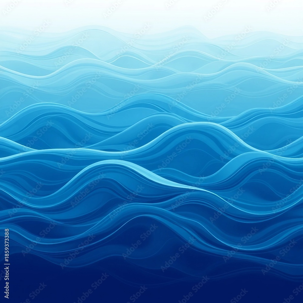 Fototapeta premium Abstract blue wave pattern with layered flowing lines and soft gradients. Modern ocean inspired background ideal for digital design, banners, presentations and wallpapers.