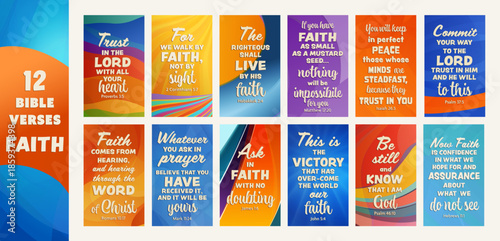 Set of Christian Bible verses focused on Faith for church social media and digital content