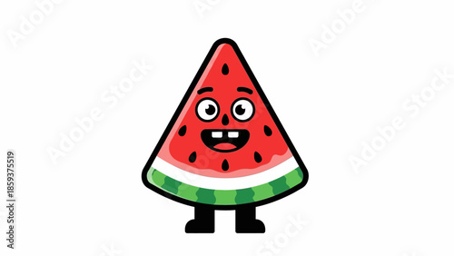 Cute cartoon watermelon character with happy face